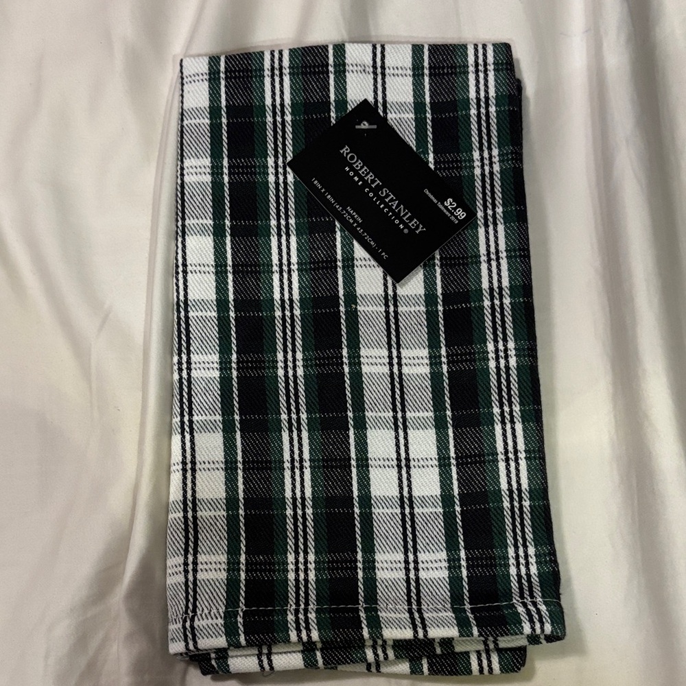 Robert Stanley Green and White Plaid Fabric